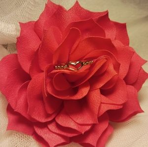 Sterling Silver Heart Ring with 8 Genuine Diamond Accents